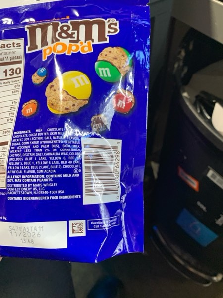 Condition photo showing New/Like New for M&M'S Pop'd Caramel Chocolate Crunchy Freeze-Dried Candy 5.5 Oz Resealable Bag