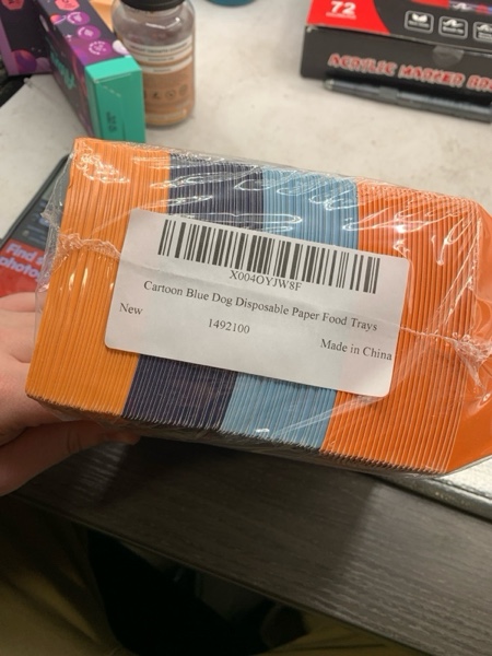 Condition photo showing New/Like New for 100 Pcs Blue Dog Birthday Party Supplies Dog Family Birthday Theme Disposable Serving Tray Nacho Food Boats for Blue and Orange Party Decorations