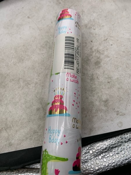 Condition photo showing New/Like New for Retrify Wrappping Paper Roll, Cute Crocodile Happy Birthday Gift Wrap Paper, Metallic Gold Foil Birthday Cake Thick Packing Paper - 17 Inches x 32.8 Feet Multi Crocodiles 17in x 32.8ft
