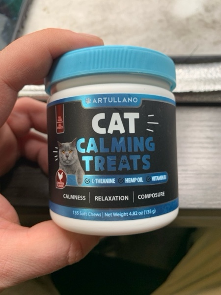 Condition photo showing New/Like New for Hemp Cat Calming Treats for Stress & Anxiety Relief - Cat & Kittens - Melatonin - Storm Anxiety, ?omposure, Grooming, Separation, Veterinary Visits, Travel Care - Calming Aid with Hemp Oil - 135 Chews