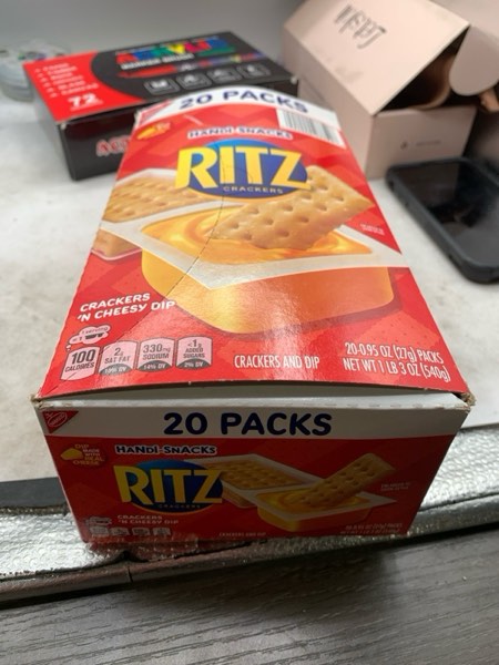 Condition photo showing New/Like New for Handi-Snacks RITZ Crackers 'N Cheesy Dip Snack Packs, School Snacks, 20 Snack Packs