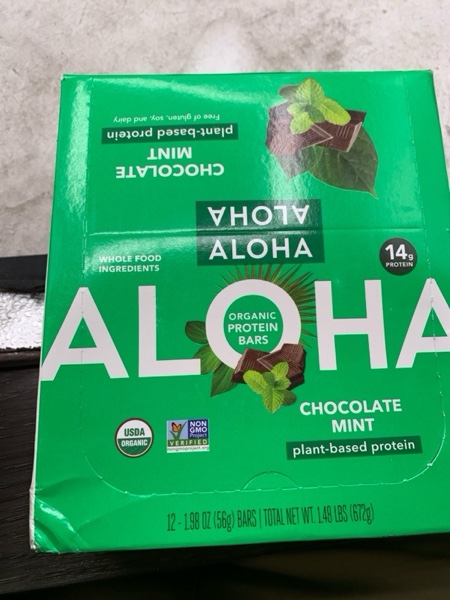 Condition photo showing New/Like New for ALOHA Organic Plant Based Protein Bars, Chocolate Mint, 1.98 Oz (Pack of 12)