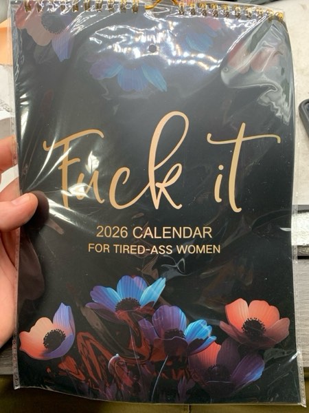 Condition photo showing New/Like New for Fuck It Calendar 2026 Calendar For Tired Women,Funny Monthly Calendar Gag Gift for Womens,Funny party gift Home Office Wall Calendar,Tired Ladies Calendar-8.5x11" black