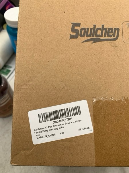 Condition photo showing New/Like New for Soulchen 12 Set Christmas Games Include 12 Team Naughty or Nice Paddles 12 Balls and Storage Bag, Xmas Toss and Catch Ball Game, Holiday Christmas Party Stocking Stuffers for Indoor Outdoor Beach Yard