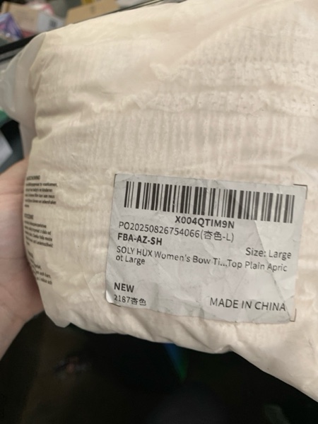 Condition photo showing New/Like New for SOLY HUX Women's Bow Tie Front Peplum Tank Tops Square Neck Sleeveless Summer Vacation Top Small Plain Apricot