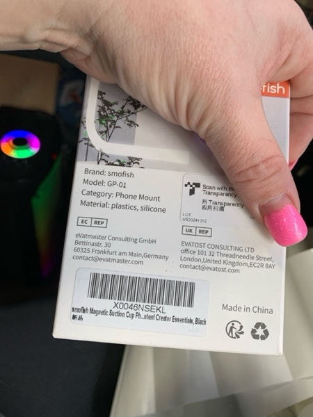 Condition photo showing New/Like New for Magnetic Suction Phone Mount for MagSafe Case, Silicone Sticky Grip Holder for iPhone 16/15/14/13/12, Removable Hands-Free Selfie/Video for TikTok Influencers, Women Gift, Black