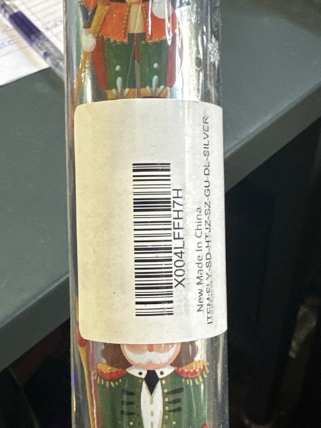 Condition photo showing New/Like New for Flyhill Reversible Christmas Wrapping Paper Roll-17 Inch X 33 Feet - Metallic Silver Foil Nutcracker,Snowflake with Pink Candy Cane Gift Wrap Suitable for Chrsitmas, Holiday, Party,Celebration 17inch*33ft Silver Foil Nutcracker