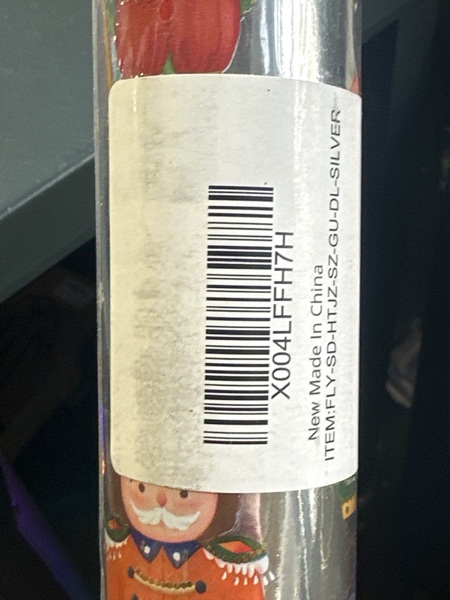 Condition photo showing New/Like New for Flyhill Reversible Christmas Wrapping Paper Roll-17 Inch X 33 Feet - Metallic Silver Foil Nutcracker,Snowflake with Pink Candy Cane Gift Wrap Suitable for Chrsitmas, Holiday, Party,Celebration 17inch*33ft Silver Foil Nutcracker