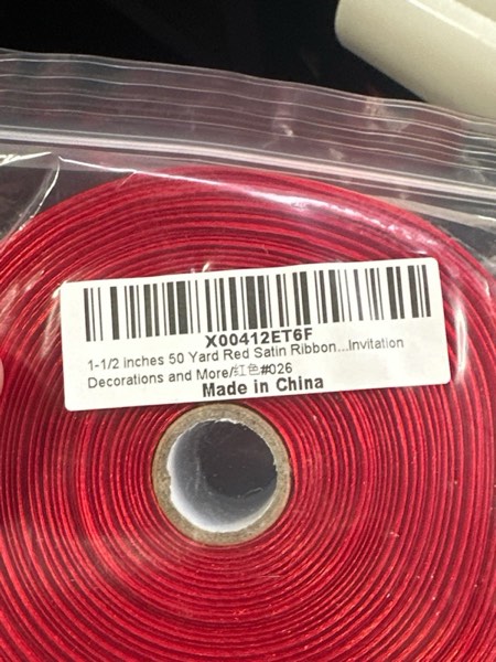 Condition photo showing New/Like New for 1-1/2 inches 50 Yard Red Satin Ribbon for Gift Wrapping, Wedding, Crafts, Christmas,Easter, Floral, Hair, Invitation Decorations and More Red 1-1/2 inches