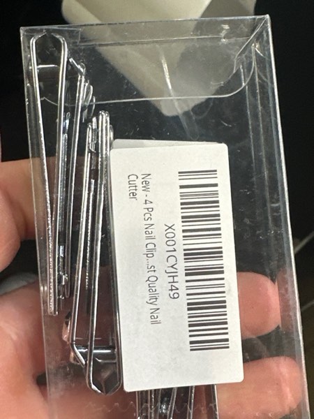 Condition photo showing New/Like New for 4 Pcs Nail Clippers for Fingernails and Tonenail by QLL - Swing Out Nail Cleaner/File - Sharpest Stainless Steel Clipper - Wide Easy Press Lever - Nail Cutter