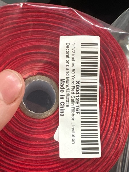 Condition photo showing New/Like New for 1-1/2 inches 50 Yard Red Satin Ribbon for Gift Wrapping, Wedding, Crafts, Christmas,Easter, Floral, Hair, Invitation Decorations and More Red 1-1/2 inches