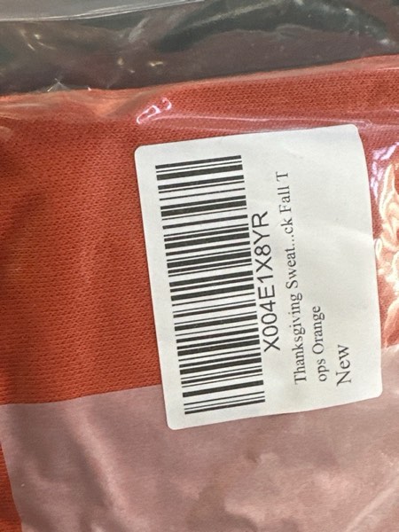 Condition photo showing New/Like New for Thanksgiving Sweatshirt Womens Chenille Gobble Shirt Colorful Letter Print Pullover Sweaters Long Sleeve Crewneck Fall Tops Orange Medium