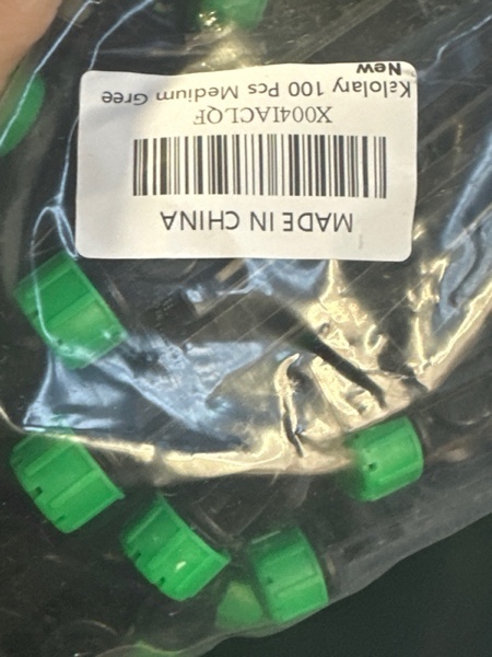 Condition photo showing New/Like New for 50PCS Drip Irrigation Emitters, Kalolary Adjustable 360 Degree Water Flow Drippers Emitters for 1/4" Drip Irrigation System Tubing, Irrigation Drippers for House Garden Flower beds(Medium Green) Medium Green 8 Holes-50P