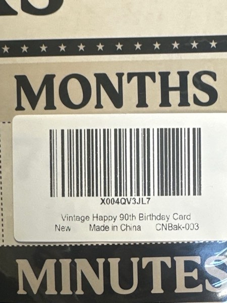 Condition photo showing New/Like New for Vintage Happy 90th Birthday Card, 90 Year Old Birthday Card Decorations Gifts for Men Women Grandpa Grandma Yellow