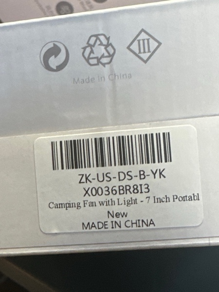 Condition photo showing New/Like New for Camping Fans for Tents,Camping Fan with Light,Camp Fan for Tent, Personal USB Desk Fan Rechargeable Remote Control White Fan, 7 Inch Portable Outdoor Small Hanging White fan with remote