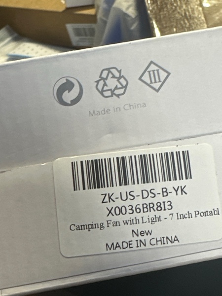 Condition photo showing New/Like New for Camping Fans for Tents,Camping Fan with Light,Camp Fan for Tent, Personal USB Desk Fan Rechargeable Remote Control White Fan, 7 Inch Portable Outdoor Small Hanging White fan with remote