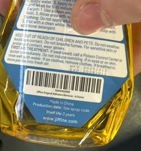 Condition photo showing New/Like New for Original Adhesive Remover (6 Ounce) — Surface Safe for Removing Stickers, Labels, Decals, Residue, Tape, Gum, Grease, Tar, Crayon, Glue (EXP 20281012)