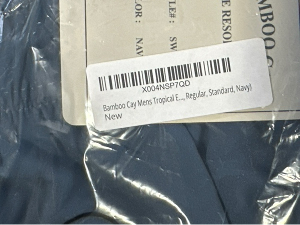 Condition photo showing New/Like New for BAMBOO CAY Men’s Tropical Embroidered Shirt (Regular, Standard, Navy)