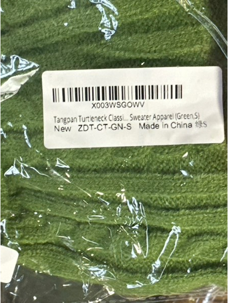 Condition photo showing New/Like New for Tangpan Turtleneck Classic Straw-Rope Pro Pet Dog Sweater Apparel (Green, Small, Pack of 1)