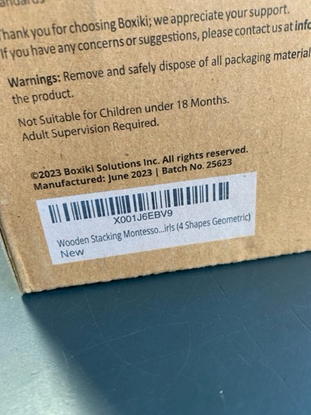 Condition photo showing New/Like New for Boxiki kids Montessori Puzzles for 1 2 3 Year Old Boys, Girls & Toddlers - Wooden Shape Sorter & Stacking Toy, Enhances Brain Activity, Helps Color Recognition, & Activates Motor Skills. Geometric 4 - Shapes