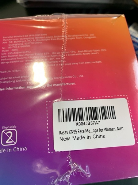 Condition photo showing New/Like New for Rasav KN95 Face Masks, Comfortable 5 Layer Cup Dust Safety Mask, Muti-colored Design KN95 Mask for Women, Men