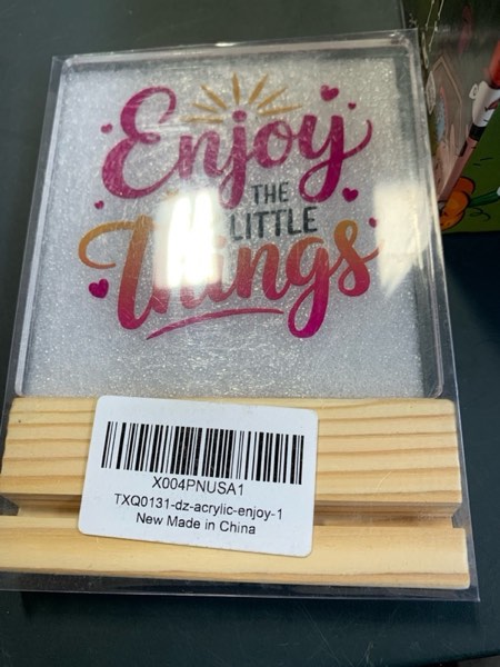 Condition photo showing New/Like New for Motivational Mental Health Gifts, Positive Affirmations Enjoy The Little Things, Motivational Acrylic Table Decor Gift for Girl Sister Friends, Bedroom Living Room Office Table Desk Decor