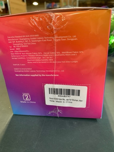 Condition photo showing New/Like New for Rasav KN95 Face Masks, Comfortable 5 Layer Cup Dust Safety Mask, Muti-colored Design KN95 Mask for Women, Men