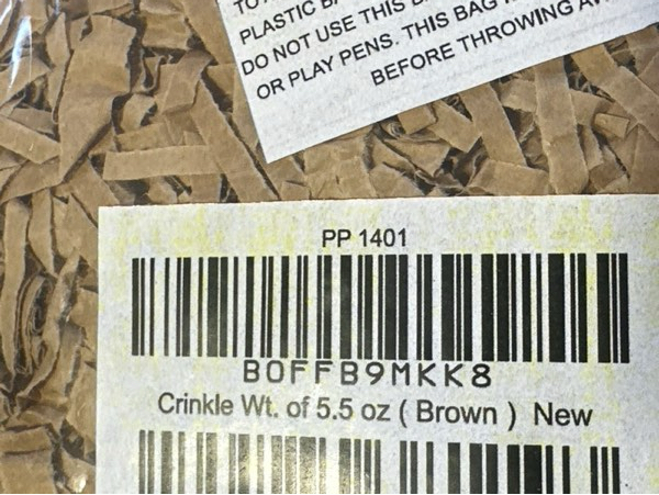 Condition photo showing New/Like New for Brown Crinkle Paper Filler (5.5oz) – Shredded Paper for Gift Baskets, Bridesmaid Proposal Gifts, Basket Filler for Christmas, Wedding, Birthday, & Craft Gift Boxes