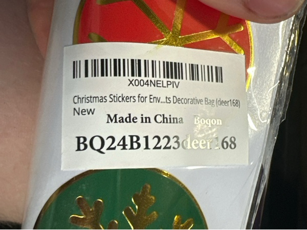 Condition photo showing New/Like New for Christmas Stickers for Envelope Seals Cards Making Crafts — 2-Inch Round Happy Holiday Christmas Label Card Vinyl Stickers for Mailing Baked Goods Gifts Decorative Bag (deer168)