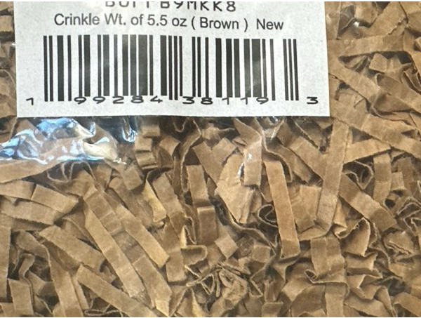 Condition photo showing New/Like New for Brown Crinkle Paper Filler (5.5oz) – Shredded Paper for Gift Baskets, Bridesmaid Proposal Gifts, Basket Filler for Christmas, Wedding, Birthday & Craft Gift Boxes