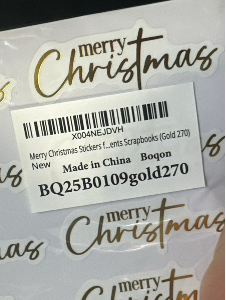 Condition photo showing New/Like New for Merry Christmas Stickers for Cards Making — Merry Christmas Word Vinyl Decals for Crafts Label Bag Gifts Presents Scrapbooks (Gold 270)