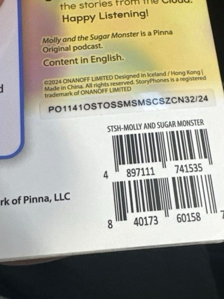 Condition photo showing New/Like New for STORYPHONES StoryShield, Pinna Screen-Free Audio Storytelling Disk (Molly and The Sugar Monster)