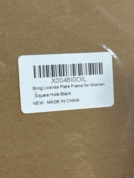 Condition photo showing New/Like New for EWBN Bling License Plate Frame for Women — Diamond Car Accessories License Plate Holder, Sparkly Rhinestone Premium Stainless Steel License Plate Cover with Glitter Crystal Caps (2 Pieces, Black)