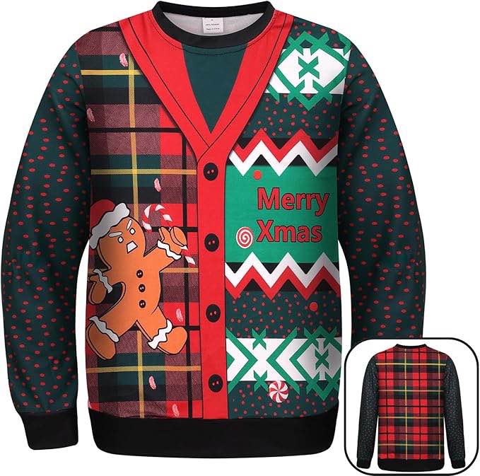 LMYOVE Ugly Christmas Sweatshirt for Women Men Funny 3D Printed Sweatshirt Adult, Unisex Ugly Pullover