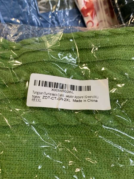 Condition photo showing New/Like New for Tangpan Turtleneck Classic Straw-Rope Pro Pet Dog Sweater Apparel (Green,XXL) 2X-Large (Pack of 1) Green