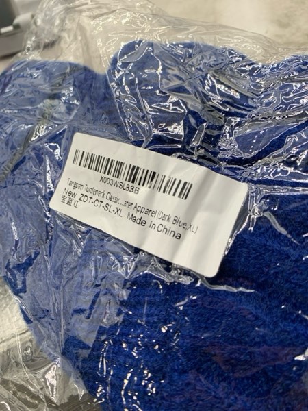 Condition photo showing New/Like New for Tangpan Turtleneck Classic Straw-Rope Pro Pet Dog Sweater Apparel (Dark Blue,XL)