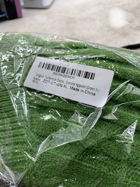 Condition photo showing New/Like New for Tangpan Turtleneck Classic Straw-Rope Pro Pet Dog Sweater Apparel (Green,XL) X-Large (Pack of 1) Green