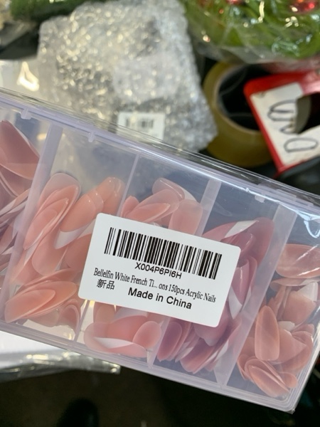 Condition photo showing New/Like New for Bellelfin 5-Color Mixed Set French Tip Press on Nails For Women, 150 Pcs White French Nail Tips Fake Nails, 15 Size Medium Almond Press on Nails.Almond French Full Cover Acrylic Nails Press Ons