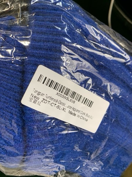 Condition photo showing New/Like New for Tangpan Turtleneck Classic Straw-Rope Pro Pet Dog Sweater Apparel (Dark Blue,XL)