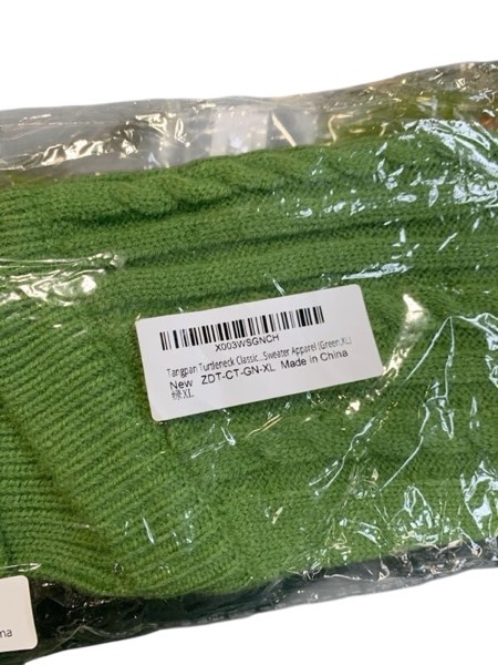 Condition photo showing New/Like New for Tangpan Turtleneck Classic Straw-Rope Pro Pet Dog Sweater Apparel (Green,XL) X-Large (Pack of 1) Green