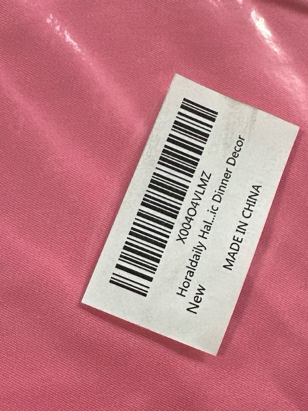 Condition photo showing New/Like New for Horaldaily Halloween Tablecloth 90×90 Inch Round, Pink Bat Ghost Pumpkin Spider Cobweb Washable Seasonal Table Cover for Party Picnic Dinner Decor