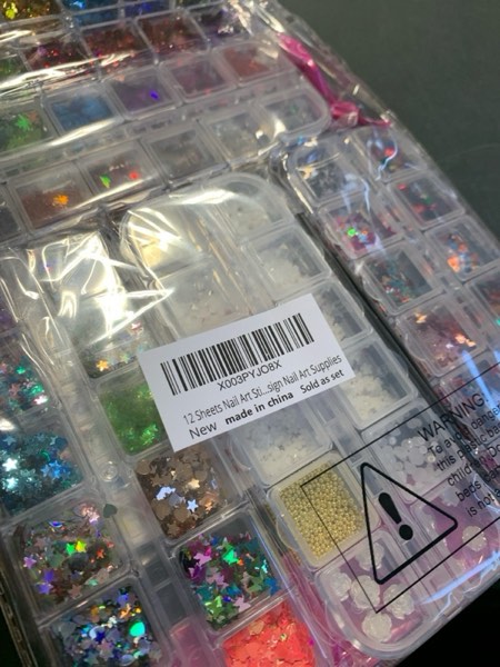 Condition photo showing New/Like New for Teenitor 12 Sheets Nail Art Sticker Self-Adhesive, Flower Nail Stickers 5D Embossed Nail Decals, 5 Boxes Nail Glitter Sequins Flakes, Nail Art Design Tools Self Adhesive Winter
