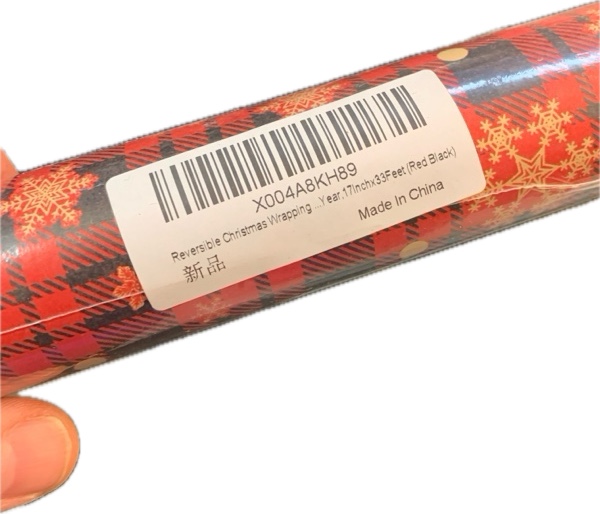 mamunu christmas wrapping paper: reversible red and black wrapping paper roll, gold snowflake christmas tree gift wrap paper for christmas winter holiday birthday party (17 inches x 33 feet, red & black)