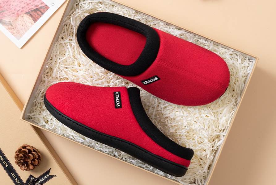 ultraideas women's cozy fleece-lined memory foam slippers with anti-slip rubber sole for indoor/outdoor - large