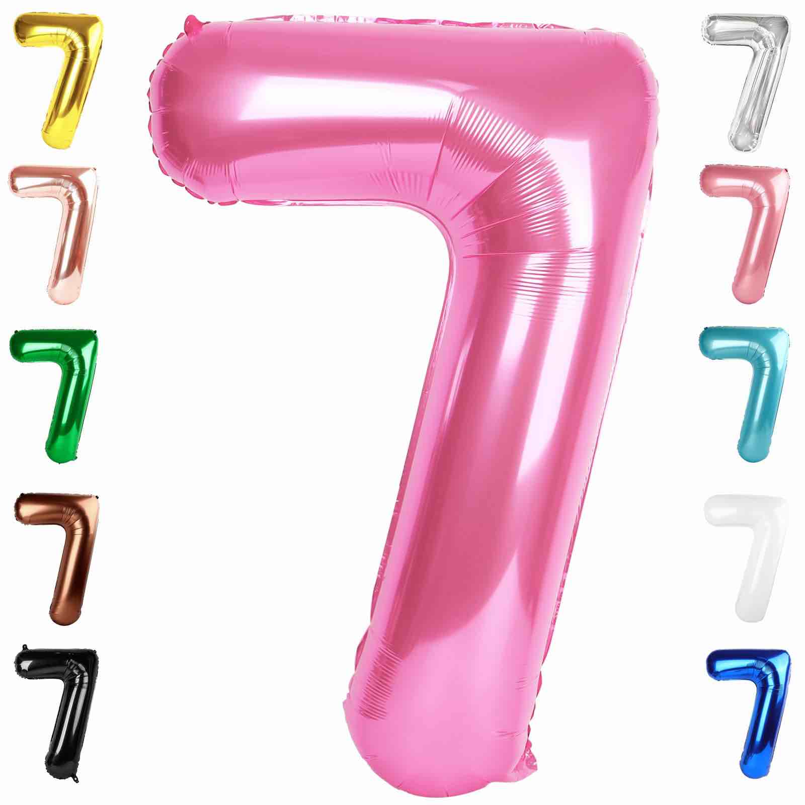 7 balloon, pink number balloon 40 inch for birthday decorations, 7 large foil balloon numbers, 7th mylar giant birthday balloon for boy girls women men