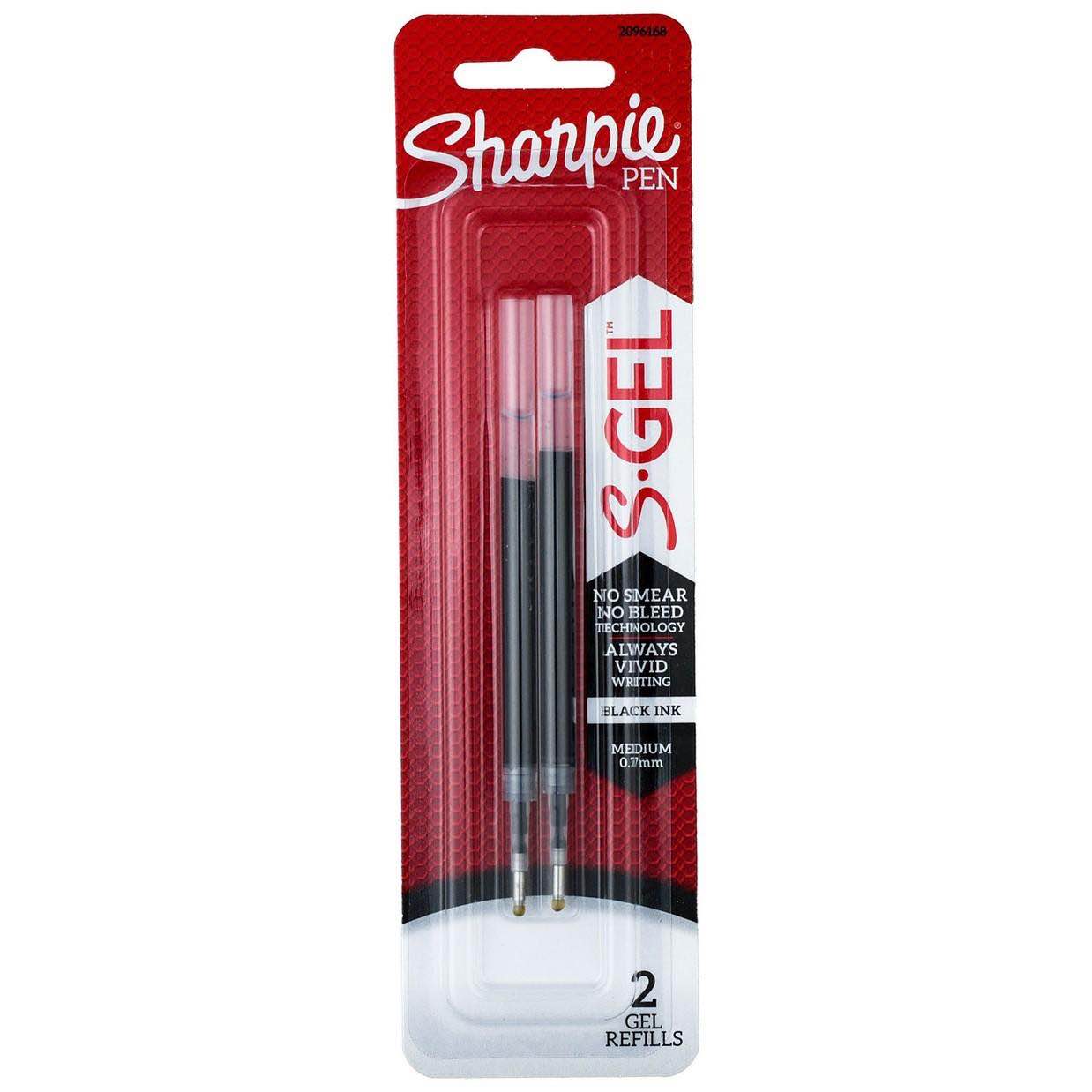 sharpie® s-gel pen refills, medium point, 0.7 mm, black ink, pack of 2 refills