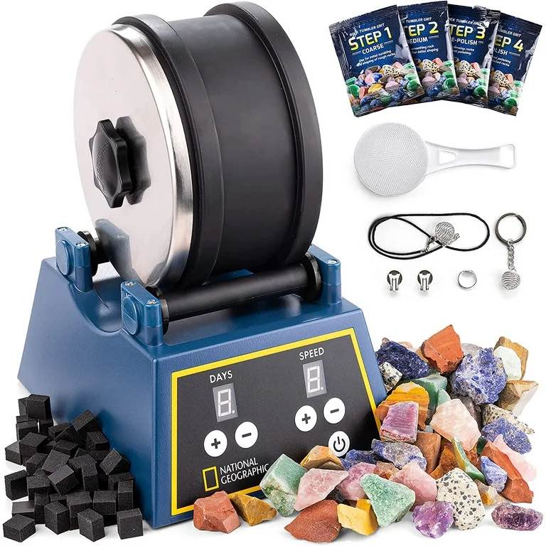 national geographic 3lb professional rock tumbler with gemfoam