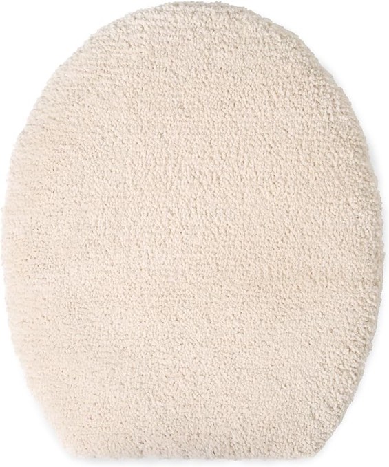 town & country everyday ultra plush solid tufted toilet lid cover, soft and absorbent, non-slip cover, machine washable, beige, 18"x19"