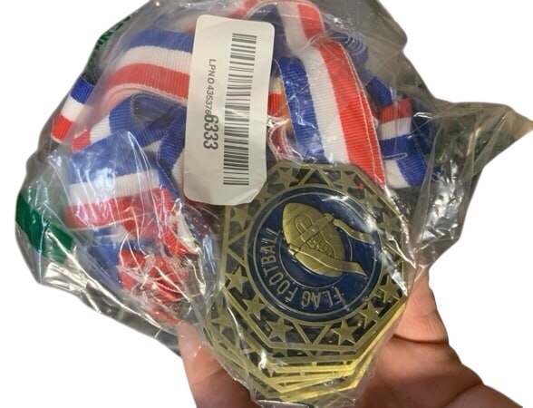 Condition photo showing New/Like New for Flag football award medals