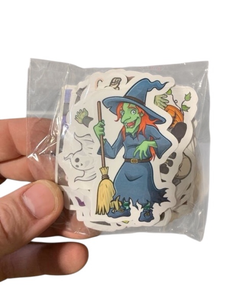 Condition photo showing New/Like New for BEATRI Halloween Stickers 50Pcs Cartoon Pumpkin Stickers | Spooky Ghost, Witch & Horror Designs | Vinyl Waterproof Holiday Party, Kids and Youth Adult Party Favors Gifts